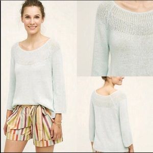 Moth Mila Mint Linen Cotton Anthro Pullover Top